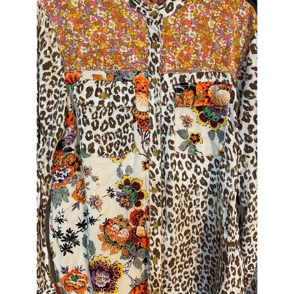 Anthropologie Pilcro Mixed Animal Floral Print Long Sleeve Western buttons Sz M - Picture 3 of 10